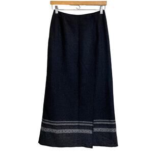 Eddie Bauer Recycled Wool Wrap Skirt Dark Gray Sz 4 Petite Lined EUC